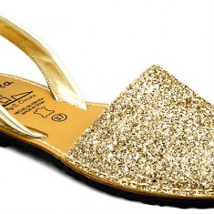 Sandale Dama Avarca C Cortuno Menorquinas Aurii Glitter din Piele