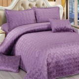 Cumpara ieftin Cuvertura Matlasata 5 Piese Samet Mov, 220x240 cm (Catifea)