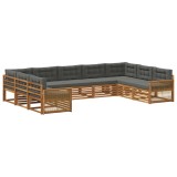vidaXL Set de canapele de exterior cu pernă 9 pcs Natural și Antracit 3383840