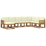 vidaXL Set de canapele de exterior cu pernă 8 pcs Natural și Crem 3385456