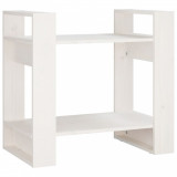 Bibliotecă/Separator cameră, alb, 60x35x57 cm, lemn masiv pin