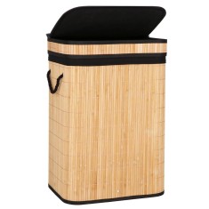 Cos de rufe din bambus cu capac, sac detasabil, volum 72L, 42x33x60cm, maro Household NewTrend
