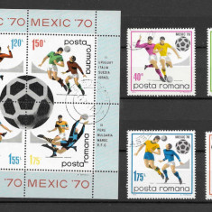 Romania 1970 - C.M. de Fotbal - Mexic, serie/colita stampilat, LP 729/729a