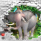 Tablou canvas Elefant in evadare, 105 x 70 cm