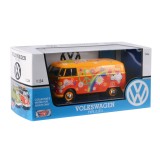 Camioneta Motormax, Volkswagen Type 2 T1 Flower Power, Portocaliu, 1:24