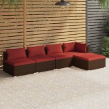 Gossi set mobilier de gradina cu perne, 5 piese, maro, poliratan