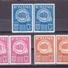 ROMANIA EXIL 1956 UNESCO EMISIUNEA A III-A DANTELATA,MNH IN PERECHE.