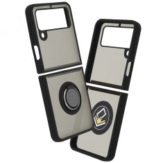 Husa Samsung Galaxy Z Flip3 5G Techsuit Glinth cu inel suport stand magnetic, negru foto
