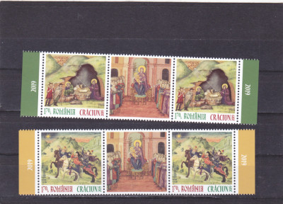 CRACIUN ,SERIE IN TRIPTIC CU VINIETA,2019,Lp.2261d, MNH ** ROMANIA. foto