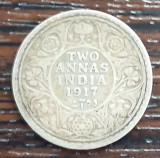 (A45) MONEDA DIN ARGINT INDIA - 2 ANNAS INDIA 1917, REGELE GEORGE V, Asia