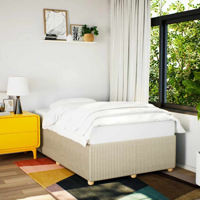 vidaXL Cadru de pat fără saltea, crem, 120x200 cm, textil 3284933
