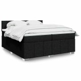 Cumpara ieftin Pat box spring cu saltea, negru, 200x200 cm, textil