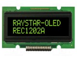 Afișaj OLED alfanumeric 12x2 RAYSTAR OPTRONICS 55,7x32x11mm verde PIN 15
