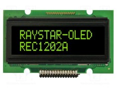Afișaj OLED alfanumeric 12x2 RAYSTAR OPTRONICS 55,7x32x11mm verde PIN 15
