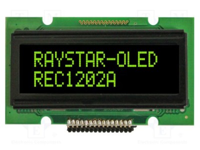 Afișaj OLED alfanumeric 12x2 RAYSTAR OPTRONICS 55,7x32x11mm verde PIN 15 foto