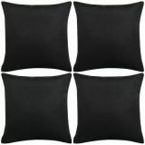 Huse De Pernă Cu Aspect De P&acirc;nză 80 x 80 cm Negru 4 Buc 131560, General