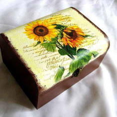 Cutie cu floarea soarelui pe fundal gen carte postala, cutie bijuterii 27417