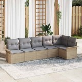 VidaXL Set de canapele pentru grădină cu pernă 6 pcs Bej Rattan poli