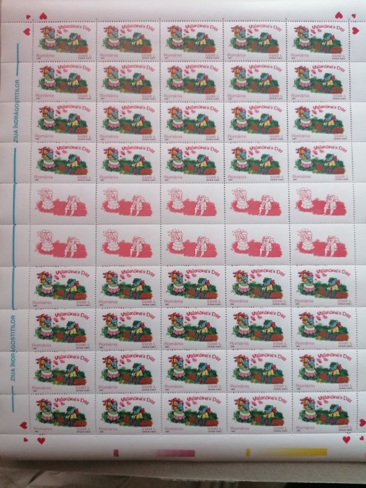 Romania 2002, LP 1579 , Ziua Indragostitilor,MINICOLI 40 SERII + 10 VINETE,MNH.
