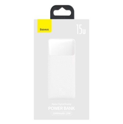 Baterie Externa 20.000 mAh, Power Bank USB-C Baseus BiPow, 15W, Type-C, 2 x USB-A, Micro USB, 0.25 m - Alb foto