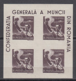 ROMANIA 1947 LP 211 a C.G.M. SUPRATAXA IN BLOC DE 4 TIMBRE MNH, Nestampilat