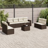 Gossi set canapele de gradina cu perne, 9 piese, maro, poliratan