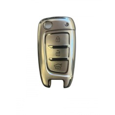 Husa Cheie Briceag Hyundai Tucson, Elantra, Accent, Solaris, Kona, Verna, I30, 2017+, 3 Butoane, Tpu, Silver