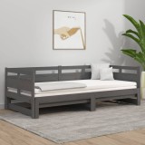 Cumpara ieftin Pat de zi extensibil, gri, 2x(90x190) cm, lemn masiv de pin