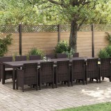 VidaXL Set de masă pentru grădină 13 pcs Maro Ratan Polt