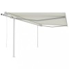 VidaXL Copertină retractabilă automat, cu st&acirc;lpi, crem, 4x3 m