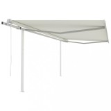 VidaXL Copertină retractabilă automat, cu st&acirc;lpi, crem, 4x3 m