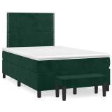 Cumpara ieftin Pat box spring cu saltea, verde inchis, 120x200 cm, catifea