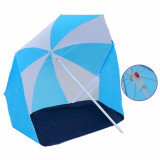 Umbrela de plaja adapost, albastru si alb, 180 cm, tesatura GartenMobel Dekor, vidaXL