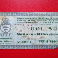 Bilet Fotbal Spania Romania 1986