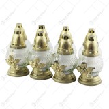 Set 6 candela din sticla cu capac si Ingeras 20 CM