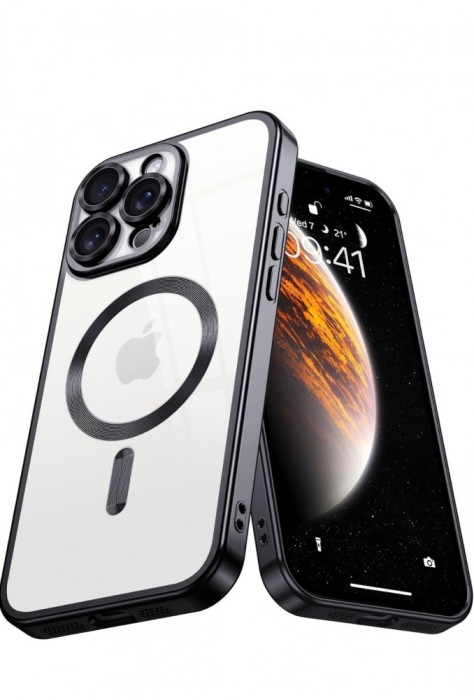Huse silicon cu incarcare wireless compatibila cu Iphone 16 Pro Negru