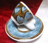 SET PORTELAN THUN ITALIA CEASCA CAFEA ESPRESSO CU FARFURIE COLECTIA CAFFE AL VOLO DECOR CU INIMIOARE