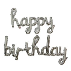 Set 10 baloane din folie metalizata, flippy, figurine litere, model scris de mana happy birthday, tema aniversare, 40 cm, ambalaj individual, pai incl