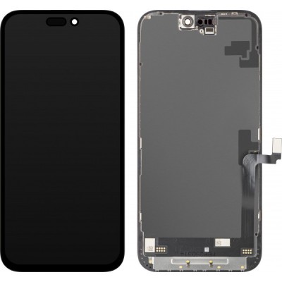 Display cu Touchscreen JK pentru Apple iPhone 16 Plus, cu Rama, Versiune LCD In-Cell, Negru foto