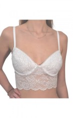 Sutien Push-Up cu Dantelă Florală S116 - 70B - Alb