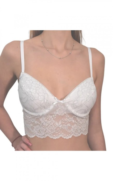 Sutien Push-Up cu Dantelă Florală S116 - 85B - Alb