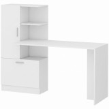 HOMCOM Birou pentru calculator cu bibliotecă și dulap, 150 cm, alb | Aosom Romania