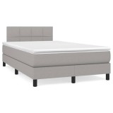 vidaXL Pat box spring cu saltea, gri deschis, 120x190 cm, textil 3269723