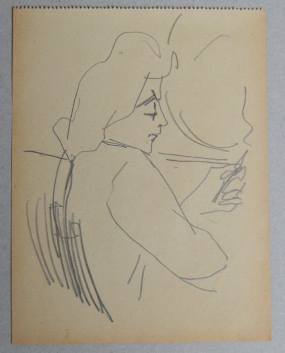 Mihu Vulcanescu &quot;Portret de femeie&quot; desen
