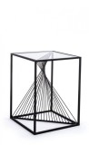 Cumpara ieftin Masuta de cafea din fier negru cu blat din sticla Espiral 41 cm x 41 cm x 56 h