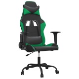 Cumpara ieftin Scaun de gaming de masaj, negru si verde, piele ecologica