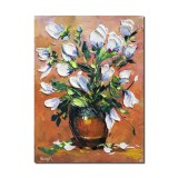 Tablou pictat manual, Puritate, vaza cu flori, 40x30cm acril in cutit efect 3D, Kenny Varniote