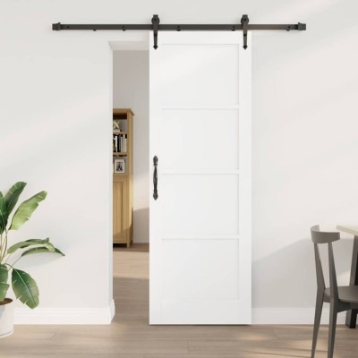 Ușă glisantă cu set de hardware Alb 73.5x211 cm Lemn masiv Pin foto