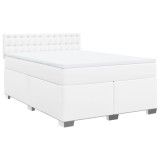 Cumpara ieftin Pat box spring cu saltea, alb, 140x200 cm, piele ecologica