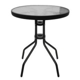 Masă Metalică Negru cu Suprafață din Sticlă - Design Industrial, CMCLASS